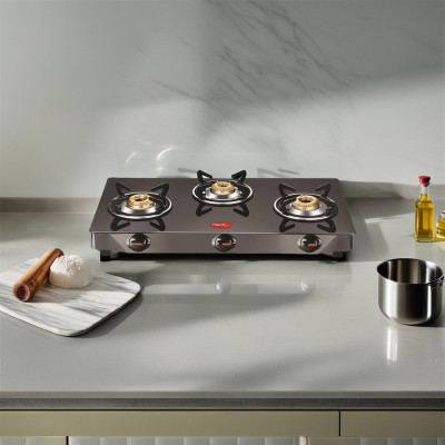 Pigeon Brunet Glass Manual Gas Stove (3 Burners)